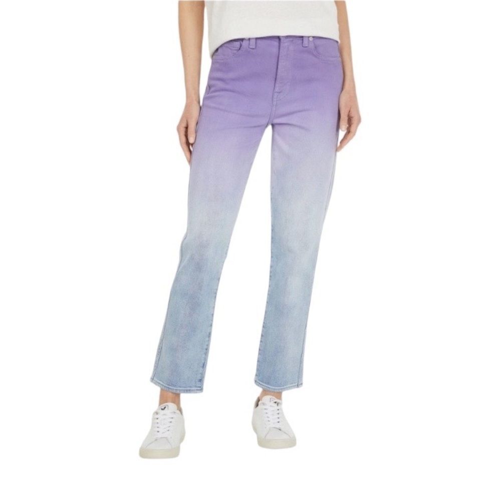 7 FOR ALL MANKIND High Waist Ombré Cropped Straight Jeans